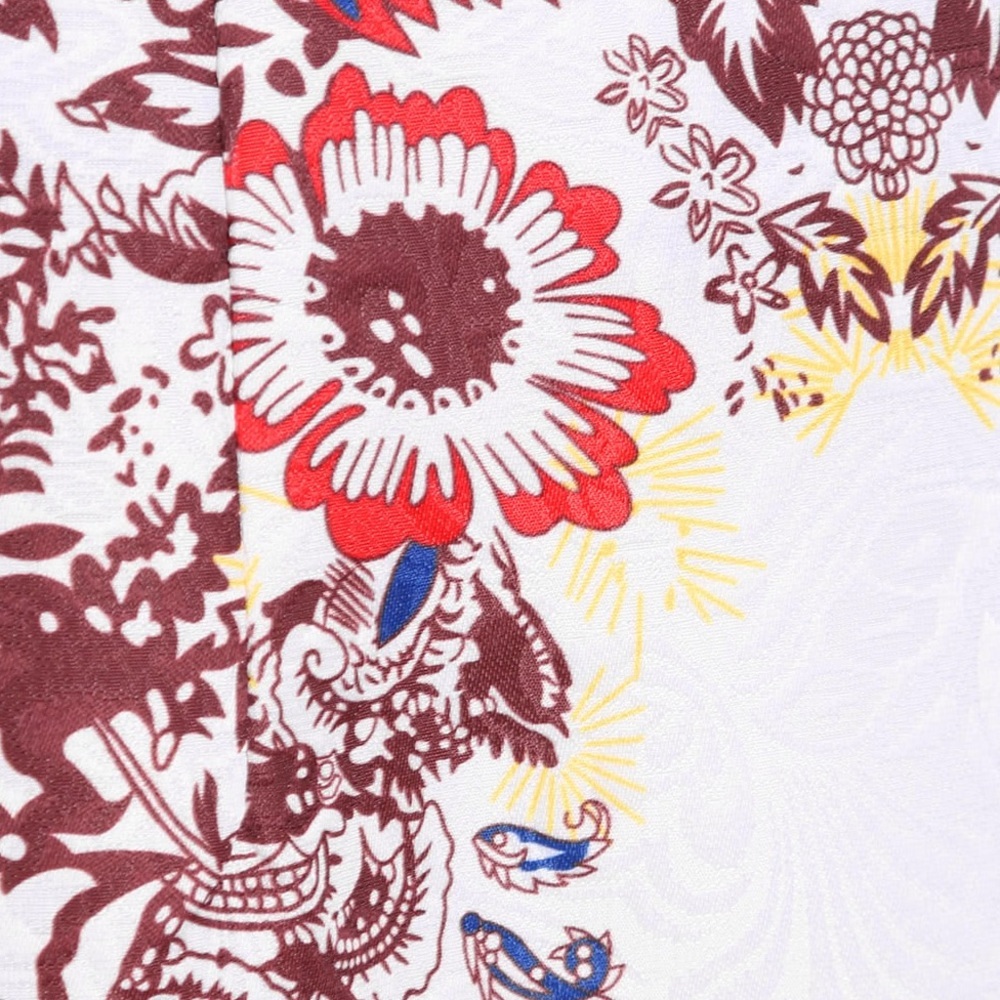 White Floral Mini Skirt | Red & Burgundy Print | A-Line Above Knee - Picture 4 of 5